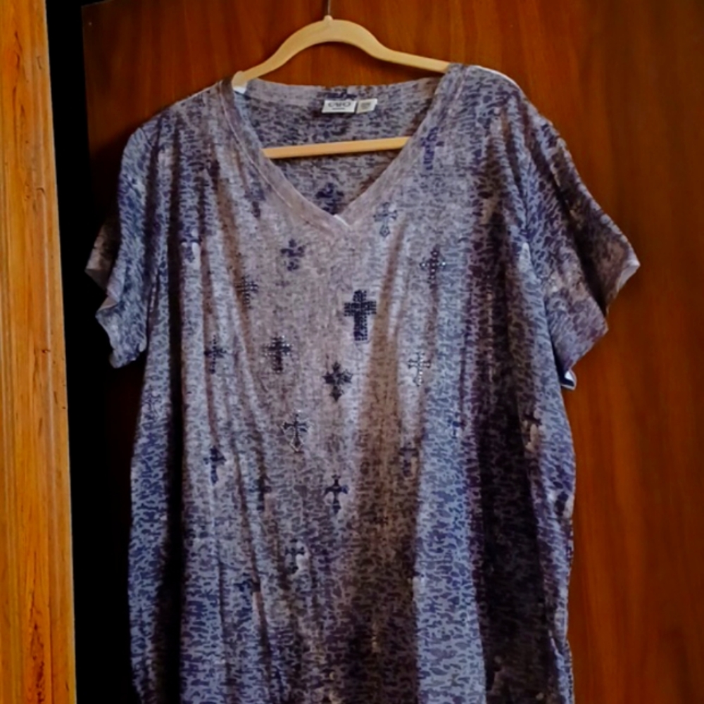 CATO, Size 26/28, Grey/Black, Cross Sequins